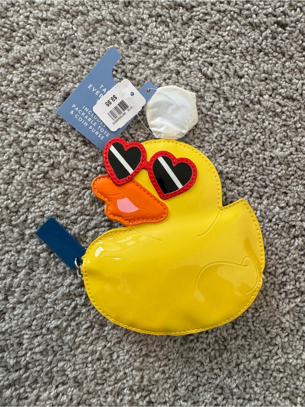 Bath & Body Works Yellow Duck Coin Purse with Red Heart Sunglasses & Tote NWT